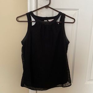 Cross back, black tank top